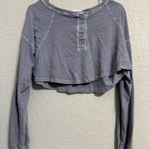 Blueish Gray Long Sleeve Women's Top